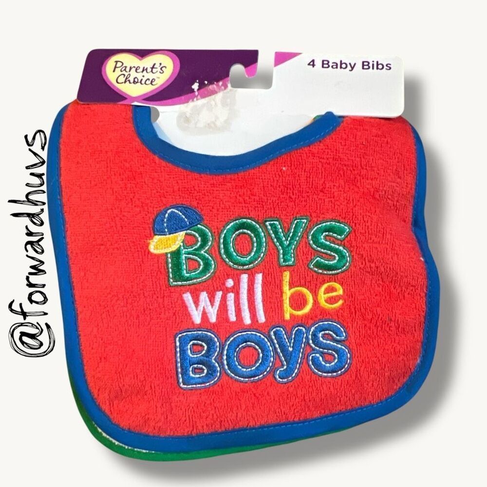 Parents Choice Baby Bibs Set of 4 Boys Theme